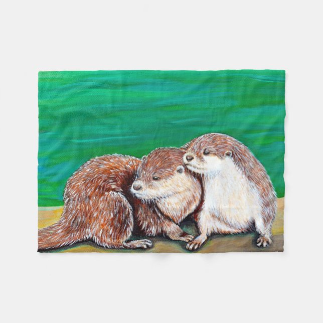 Couverture Polaire Otter Best Friends Peinture (Devant (Horizontal))
