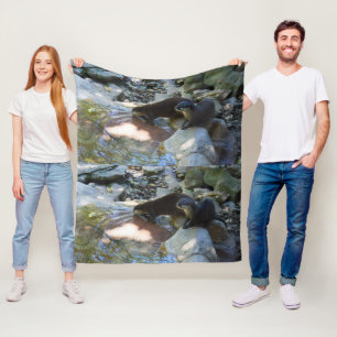 Couverture Polaire Otters Drinking, Medium Fleece Blanket