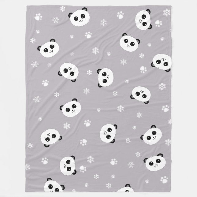 Couverture Polaire Ouatine mignonne grise d'atterrisseur du panda | (Devant)