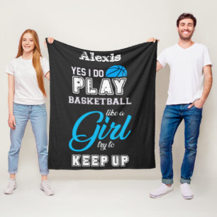Couverture Polaire Oui Je Joue Au Basket Comme Une Fille Bleue