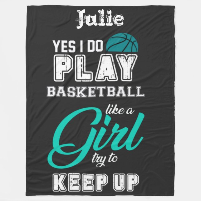 Couverture Polaire Oui Je Joue Au Basket Comme Une Fille Turquoise (Devant)