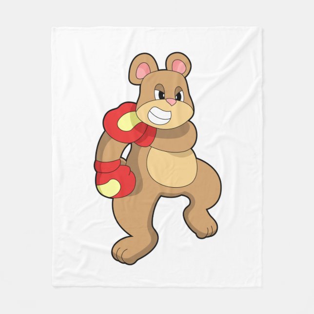 Couverture Polaire Ours à la boxe avec gants de boxe (Devant)