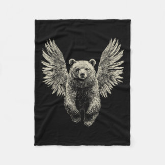 Couverture Polaire Ours avec ailes Anges Retro Faune Artwork Flyin