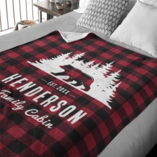 Couverture Polaire Ours cabine Nom de famille Buffalo rouge Plaid