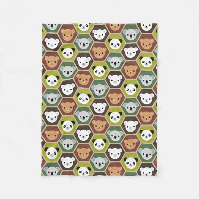 Couverture Polaire Ours d'automne de Kawaii (Devant)