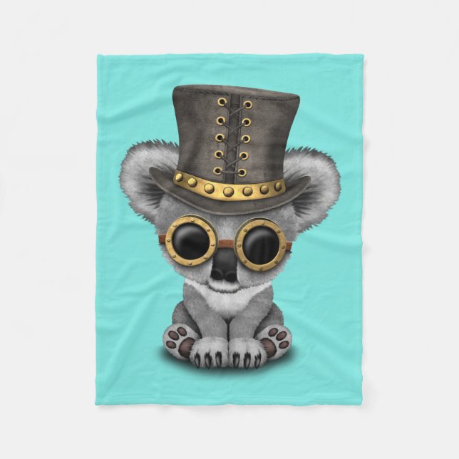 Couverture Polaire Ours de koala mignon de bébé de Steampunk (Devant)
