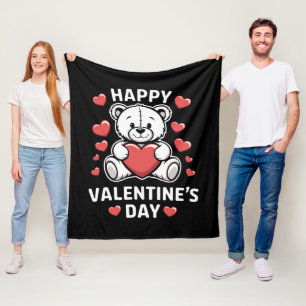 Couverture Polaire Ours de la Saint-Valentin Bonne journée vday