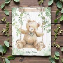 Ours en peluche aux teintes d'aquarelle verte