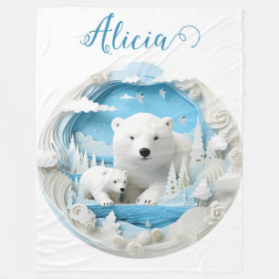 Couverture Polaire Ours polaire avec petit Océan Arctique Hiver blanc