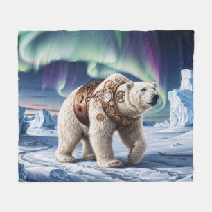 Couverture Polaire Ours polaire vapeur et Aurora Art