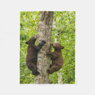 Couverture Polaire Oursons de l'ours noir grimpant à l'arbre