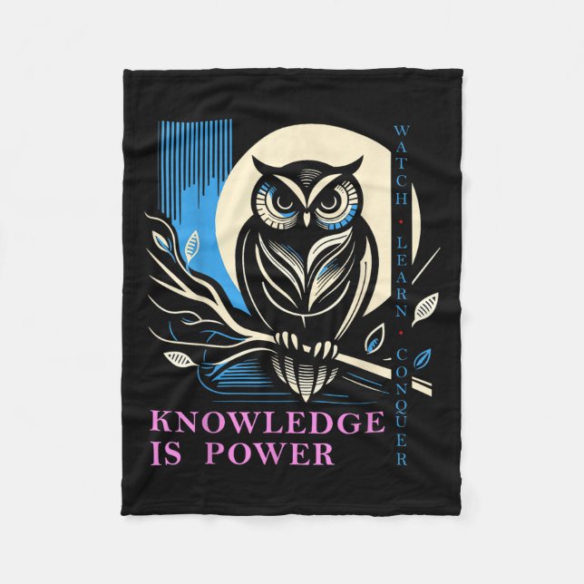 Couverture Polaire Owl - Knowledge Is Wer - Wisdom Owl Design  (Devant)