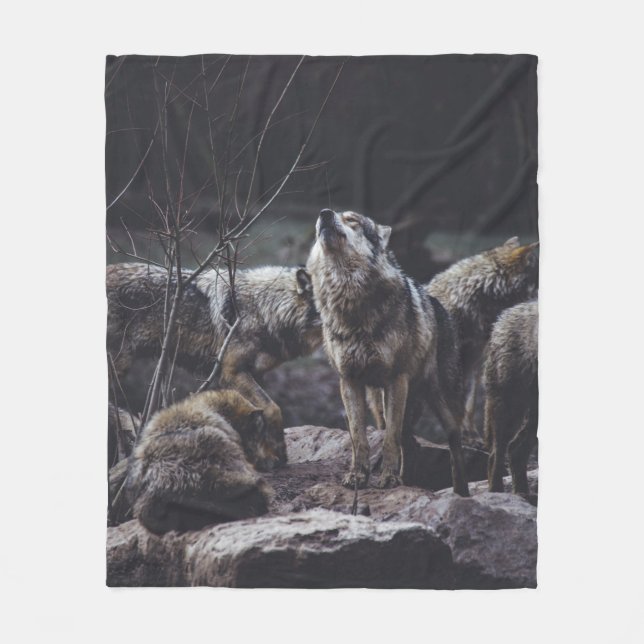 COUVERTURE POLAIRE PACK DE LOUPS EN FORMATION ROCK (Devant)