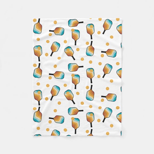 Couverture Polaire Pagaies de Pickleball Retro et Motif de Ball (Devant)