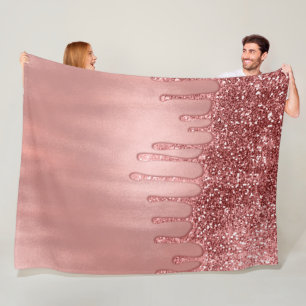 Couverture Polaire Pailleté de rose doré Jolis filets roses