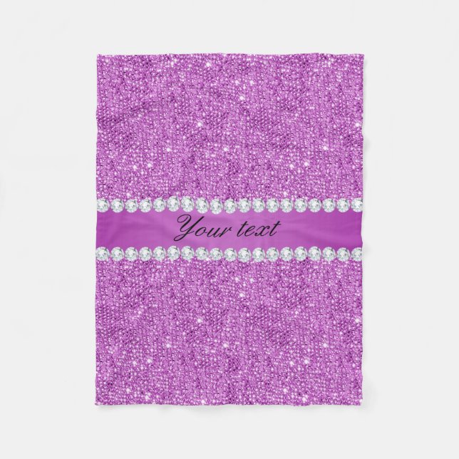 Couverture Polaire Paillettes pourpres chics et diamants de Faux (Devant)