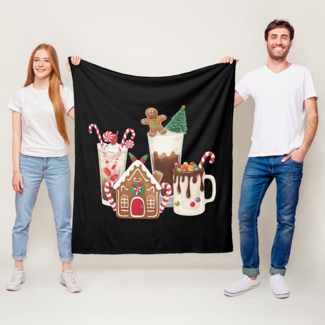 Couverture Polaire Pain d'épice Noël Café Amant Cadeau Noël (En situation)