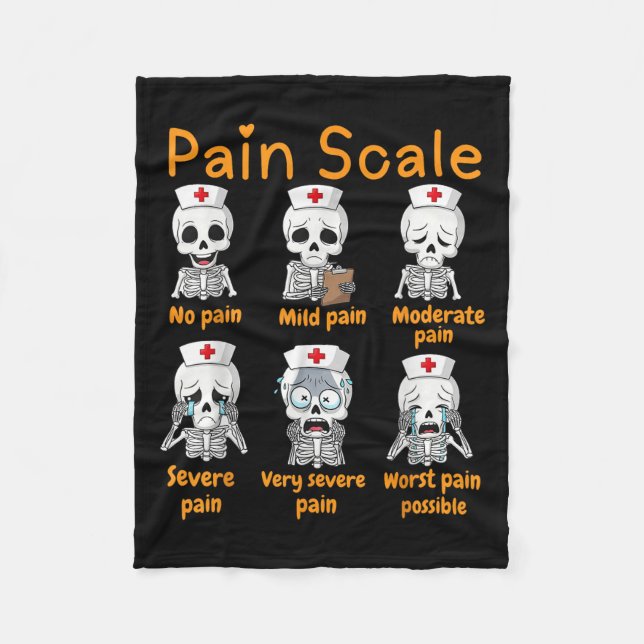 Couverture Polaire Pain Scale Cute Nurse Skeleton Halloween Trauma Fu (Devant)