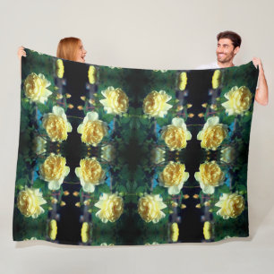 Couverture Polaire Paire de fleurs de rose jaune Abstrait