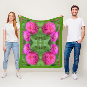 Couverture Polaire Paire de fleurs rose Zinnia Abstrait