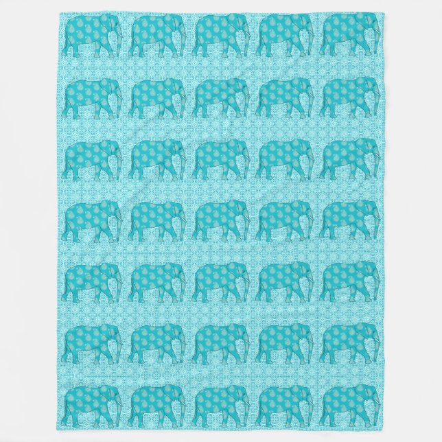 Couverture Polaire Paisley - bleu turquoise et aqua (Devant)
