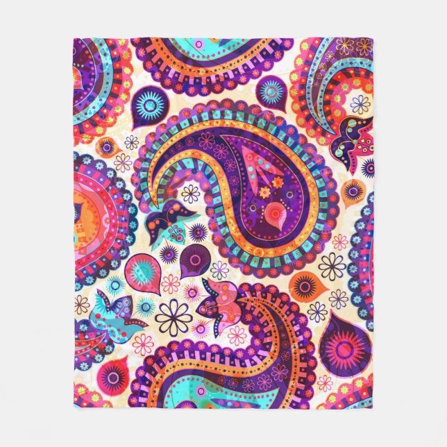 Couverture Polaire Paisley Floral Indian Ornement sans fil (Devant)