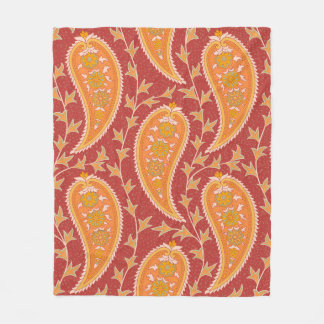 Couverture Polaire Paisley motif. Concombre turc. Maroon-orange c