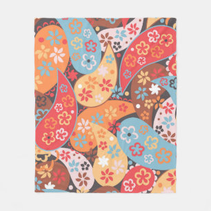 Couverture Polaire Paisley motif sans soudure, main vintage colorée d