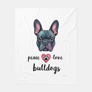 Couverture Polaire Paix Amour Bouledogues Galaxie Vintage Bouledogue
