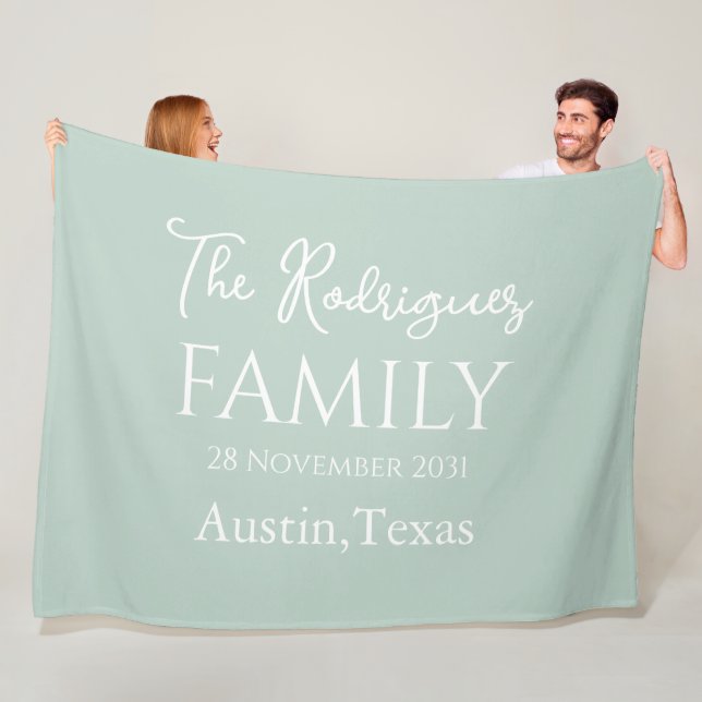 Couverture Polaire Pale Mint Blanc Simple Nom de famille personnalisa (En situation)