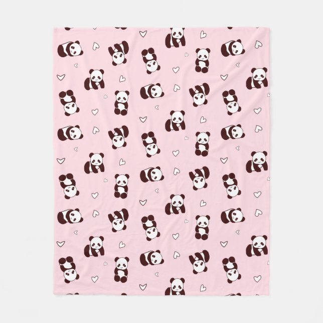 Couverture Polaire Pale rose Panda Coeur polaire (Devant)
