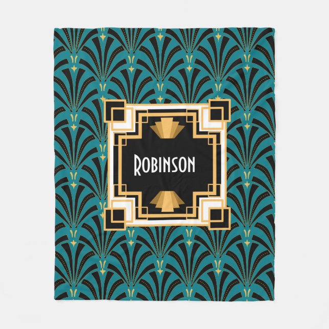 Couverture Polaire Palmetto Art Déco Monogramme (Devant)