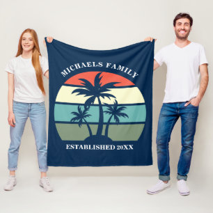 Couverture Polaire Palmier Tropical Coucher de soleil Custom Blue Bea