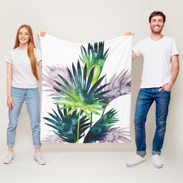 Couverture Polaire Palmiers Twilight - Franges de palmiers (En situation)