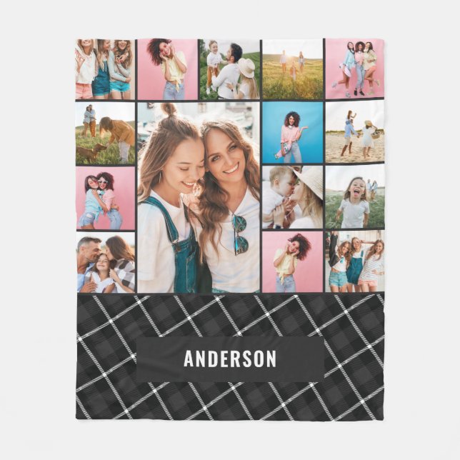 Couverture Polaire Pampas minimale moderne botanique noire 15 photo (Devant)