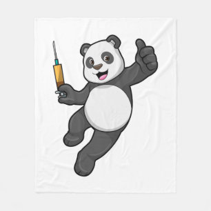 Couverture Polaire Panda à la vaccination avec seringue