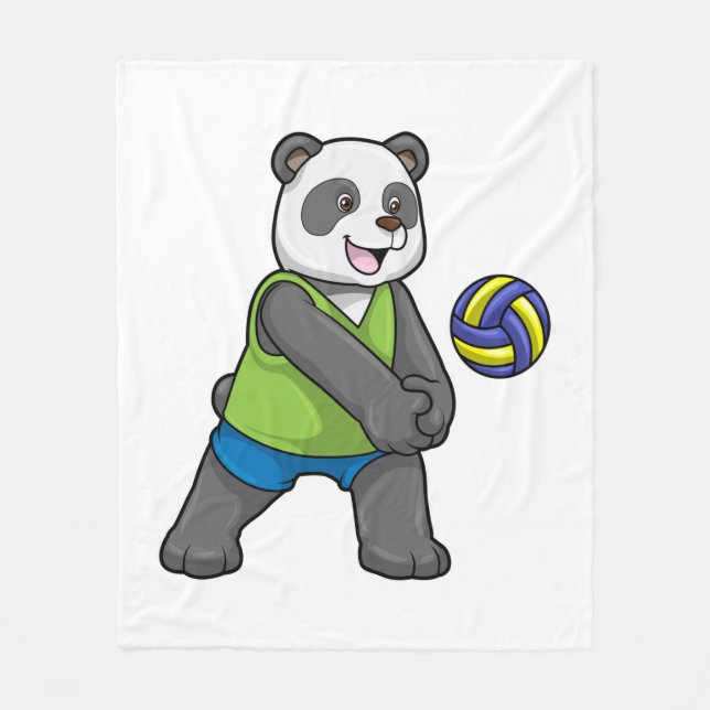 Couverture Polaire Panda aux sports avec volleyball (Devant)