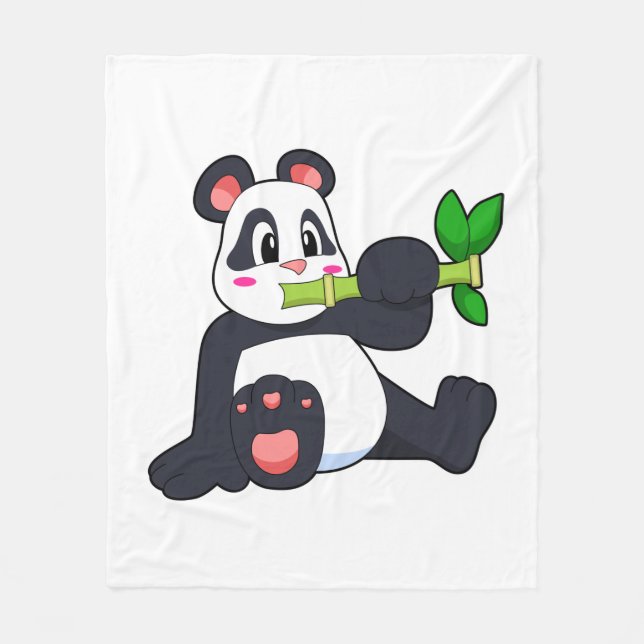 Couverture Polaire Panda avec bambou (Devant)