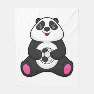 Couverture Polaire Panda comme joueur de football avec balle de footb