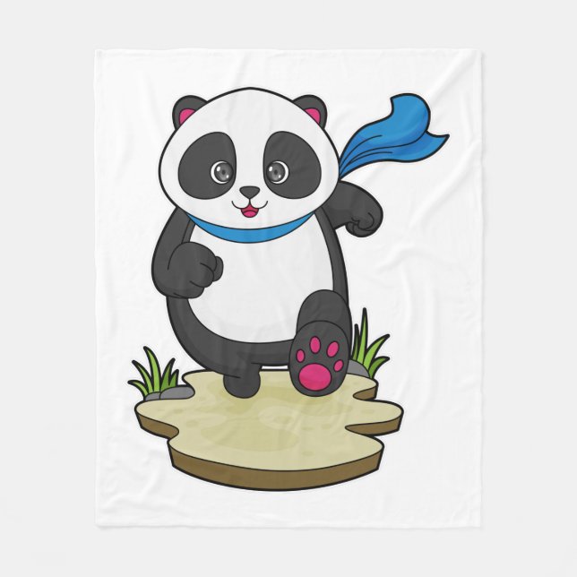 Couverture Polaire Panda coureur avec Écarf (Devant)