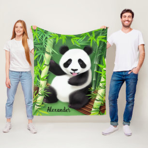 Couverture Polaire Panda Cute Dans La Forêt De Bambou