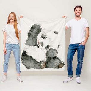 Couverture Polaire Panda de bébé mignon et velu