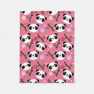 Couverture Polaire Panda de Kawaii sur le rose