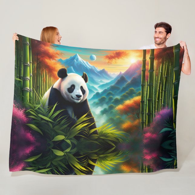 Couverture Polaire Panda géant dans la forêt de Bamboo (En situation)