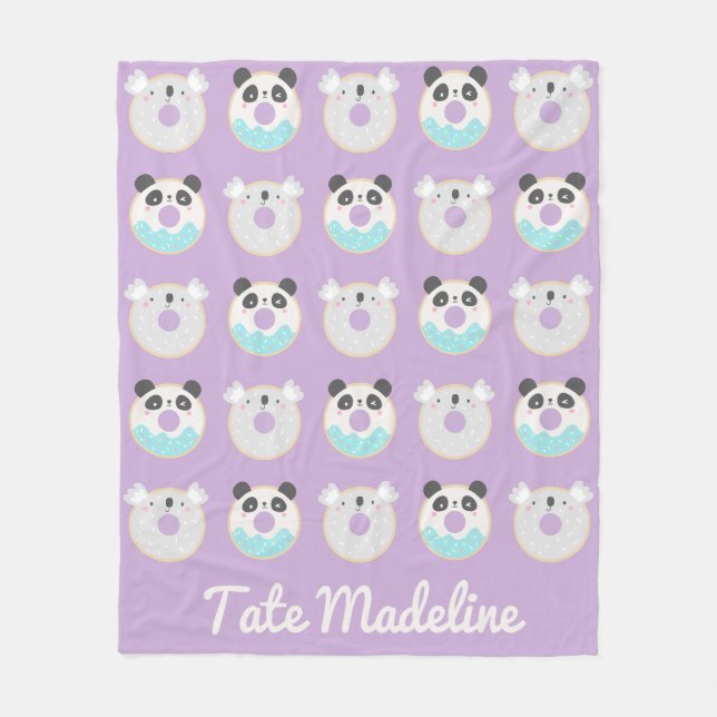 Couverture Polaire Panda Koala Kawaii Donut Motif personnalisé (Devant)