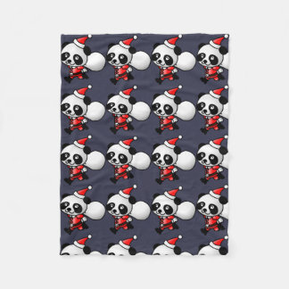 Couverture Polaire Panda mignon de Père Noël de Noël