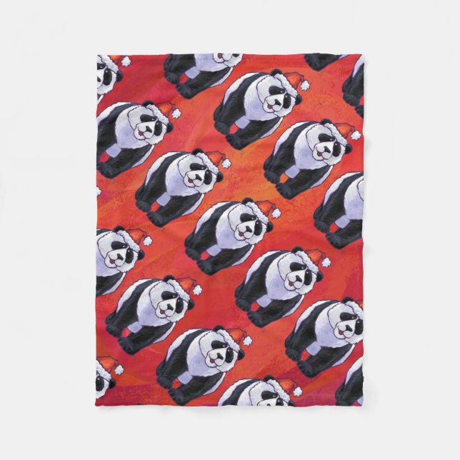 Couverture Polaire Panda Ours Noël Rouge (Devant)