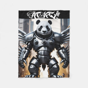 Couverture Polaire Panda Robotique Avec Ailes Blanche En Ceinture De