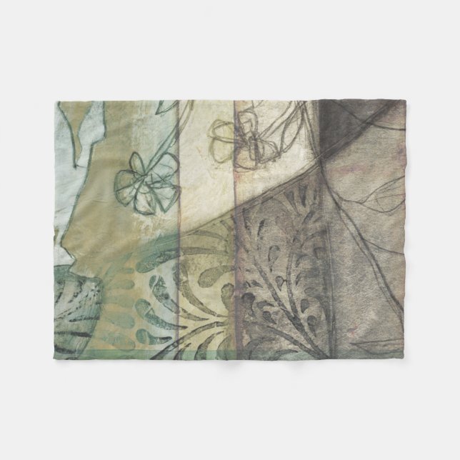Couverture Polaire Panneau de jardin avec Feuilles, fleurs et herbe (Devant (Horizontal))