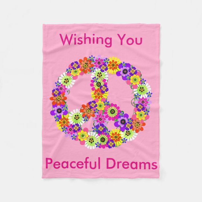 Couverture Polaire Panneau de Paix Floral dans Baby Pink Rêves pacifi (Devant)